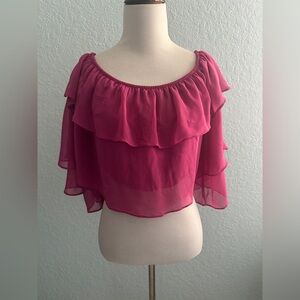 Elegant Pink Ruffle on or off shoulder Blouse